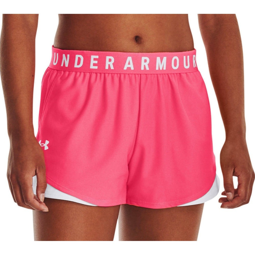 Under Armour Womens Play Up 3.0 Shorts Neon Pink White Athletic Gym Running XS